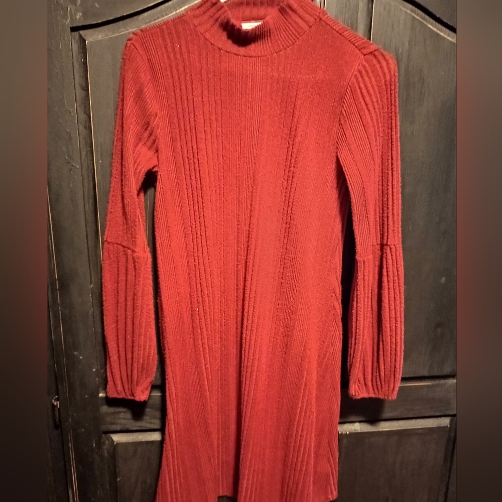 Maurices Ribbed Knit Dress in Red Size Small